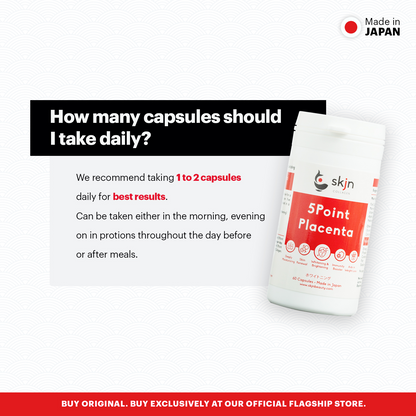 SKJN 5Point Placenta 60 Capsules Supplements + 100% JAPAN WHITENING FORMULA & BURN FATS